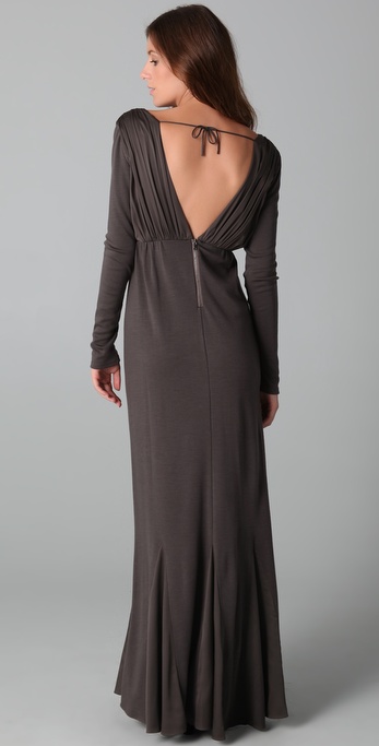 Alice + olivia Theron Long Sleeve Maxi Dress in Gray | Lyst