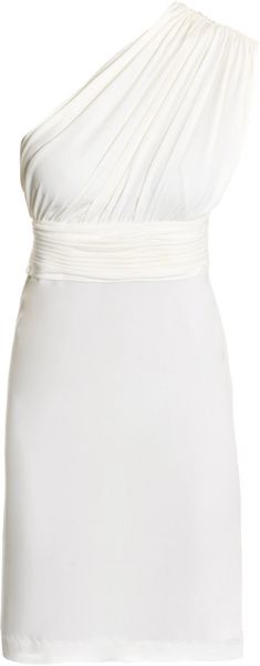 Halston Heritage Gathered One-shoulder Dress in White (ivory) | Lyst