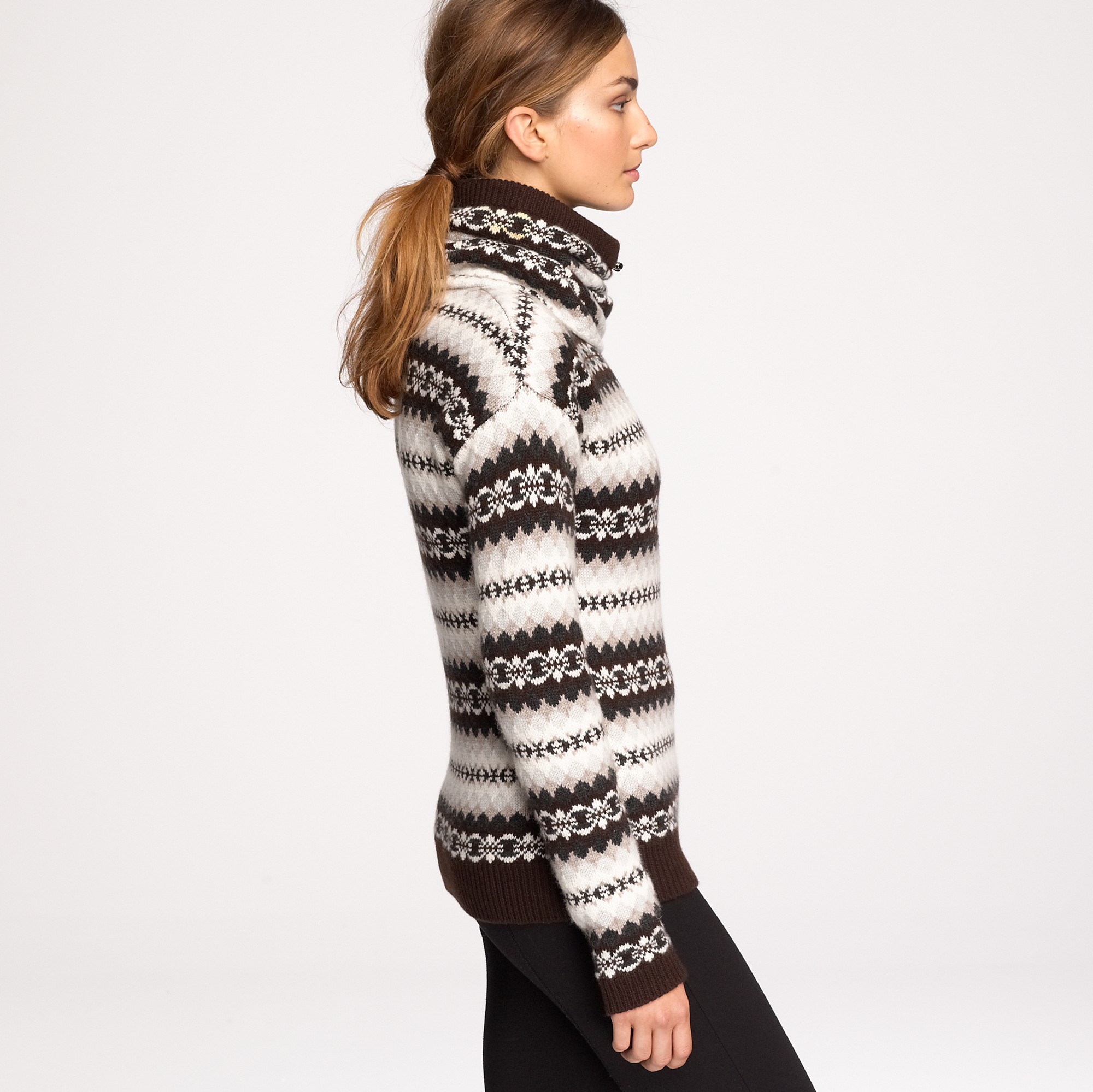 J.crew Authier® Cashmere Ski Sweater in Brown Lyst