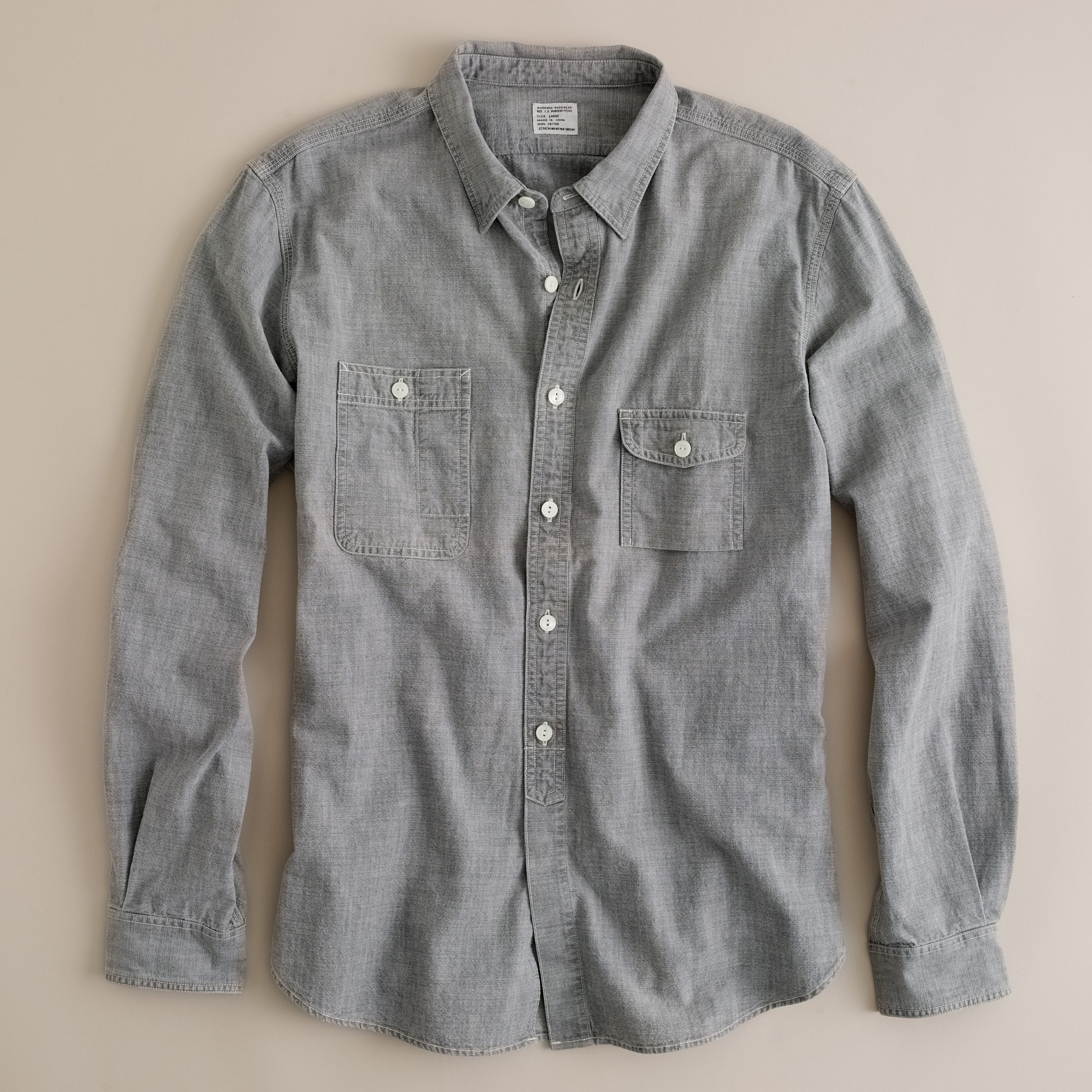 J.Crew Grey Vintage Chambray Utility Shirt in Grey Slate (Gray) for Men