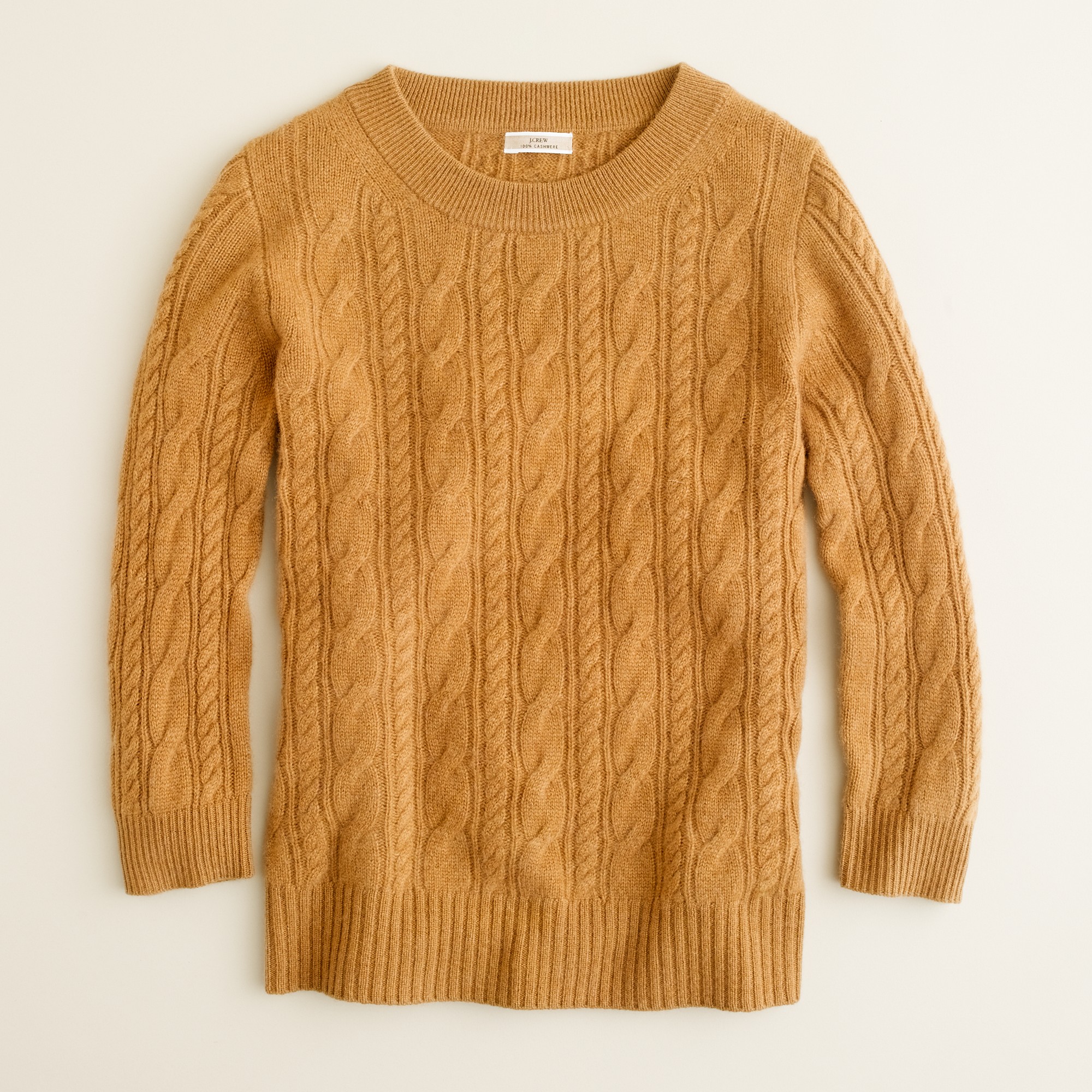 J.crew Cashmere Cable Sweater in Brown | Lyst