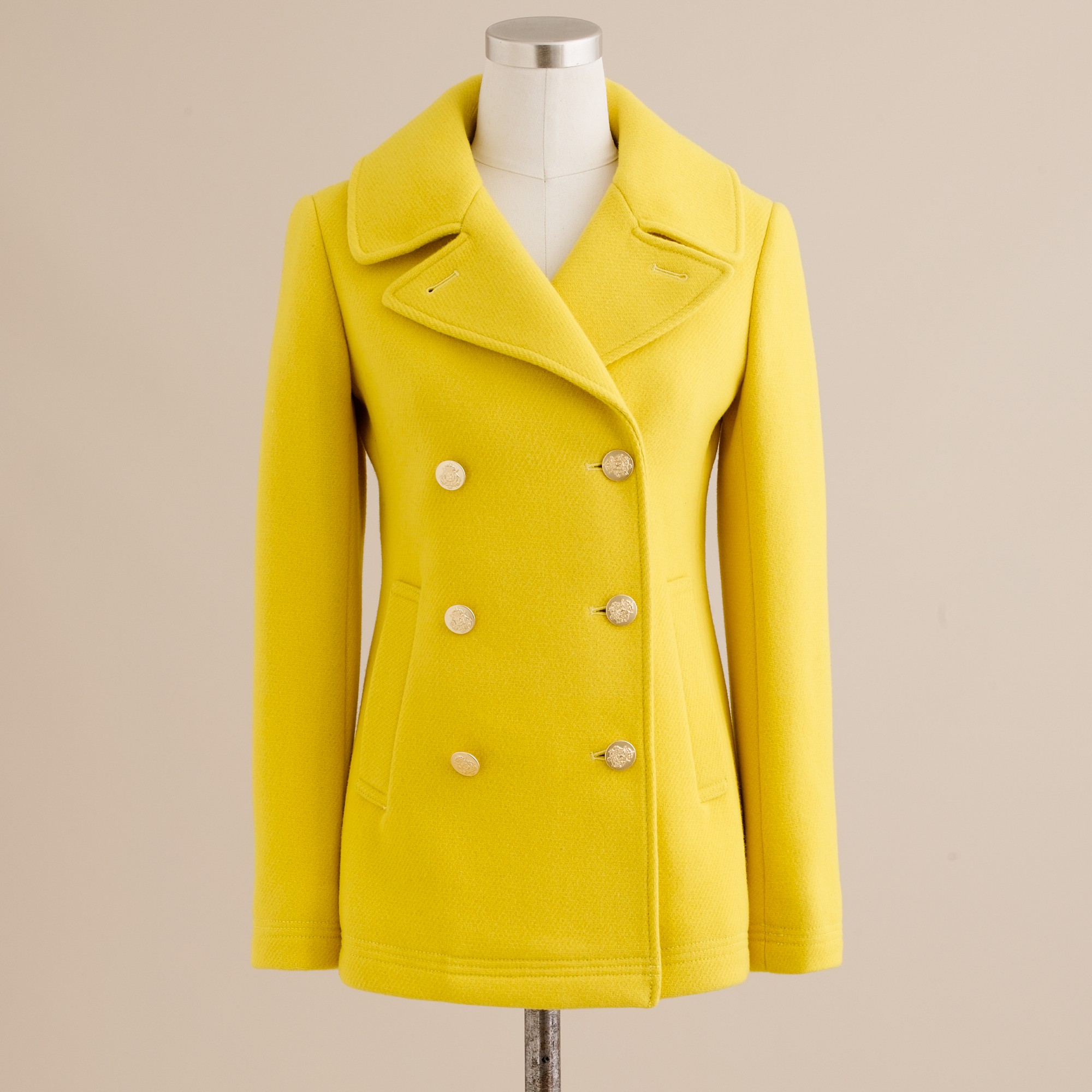 Yellow peacoat women's Clearance