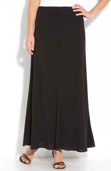 Eileen Fisher Silk Crepe Maxi Skirt in Black | Lyst