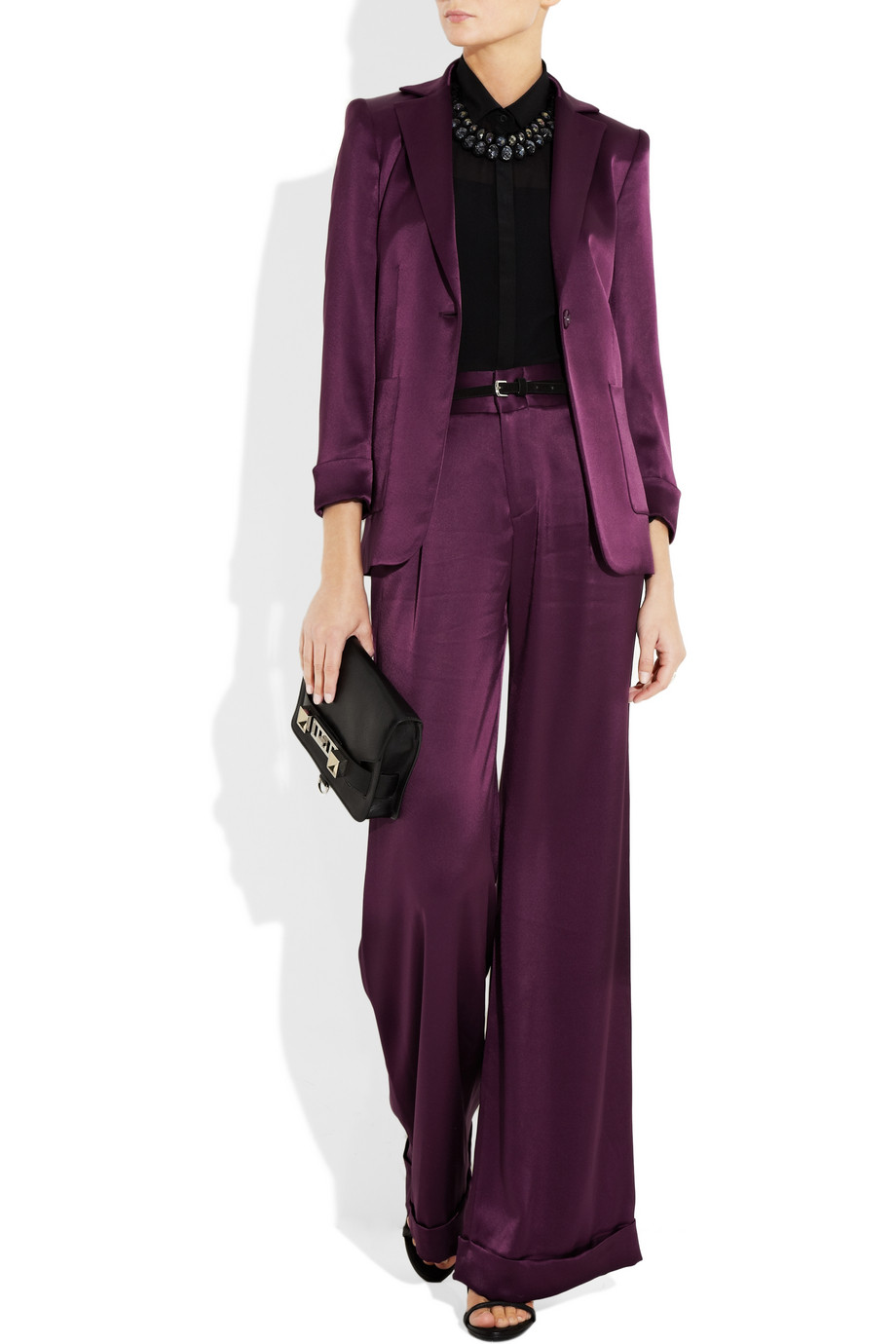 Olivia Pants Purple + in High-rise | Wide-leg Lyst Alice Satin
