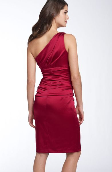 Suzi Chin For Maggy Boutique Stretch Satin Sheath Dress in Red (pepper ...