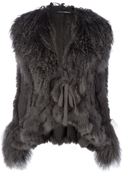 Dolce & Gabbana Shearling and Rabbit Fur Jacket in Gray (grey) | Lyst