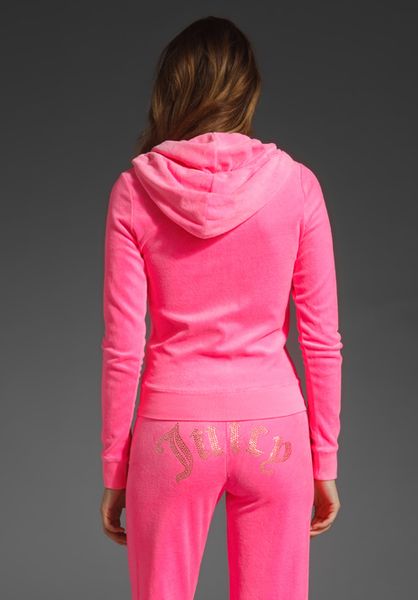 Juicy Couture Velour Zip Hoodie with Bling J Pull in Pink (hot hot) | Lyst