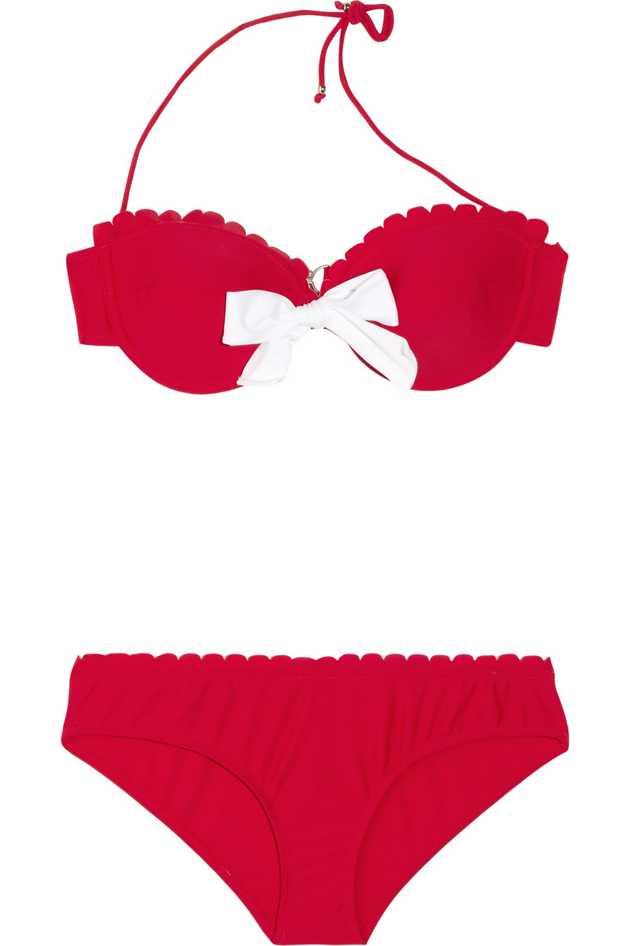 Lyst - Miu miu Bow-embellished Halterneck Bikini in Red