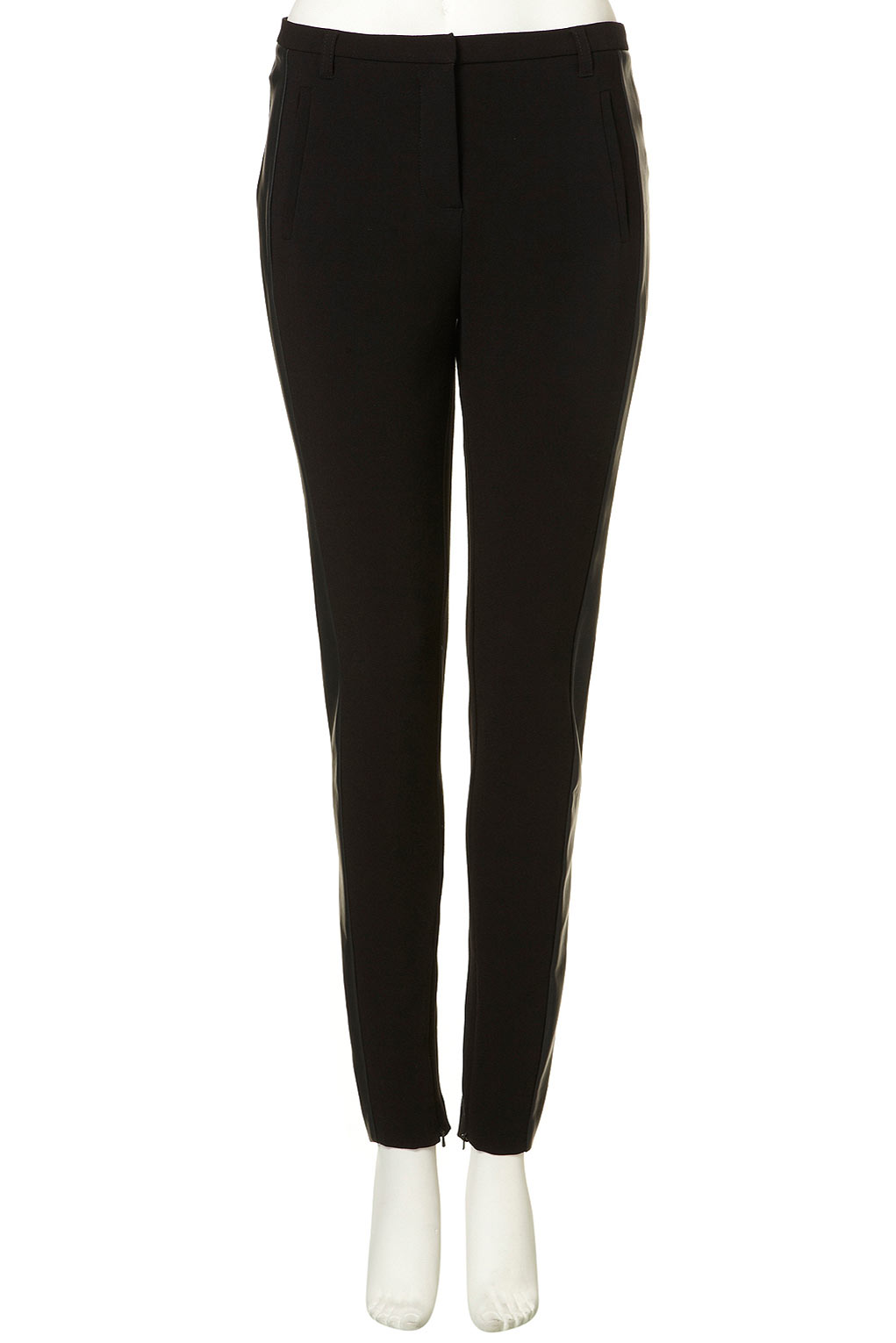 topshop black faux leather skinny trousers