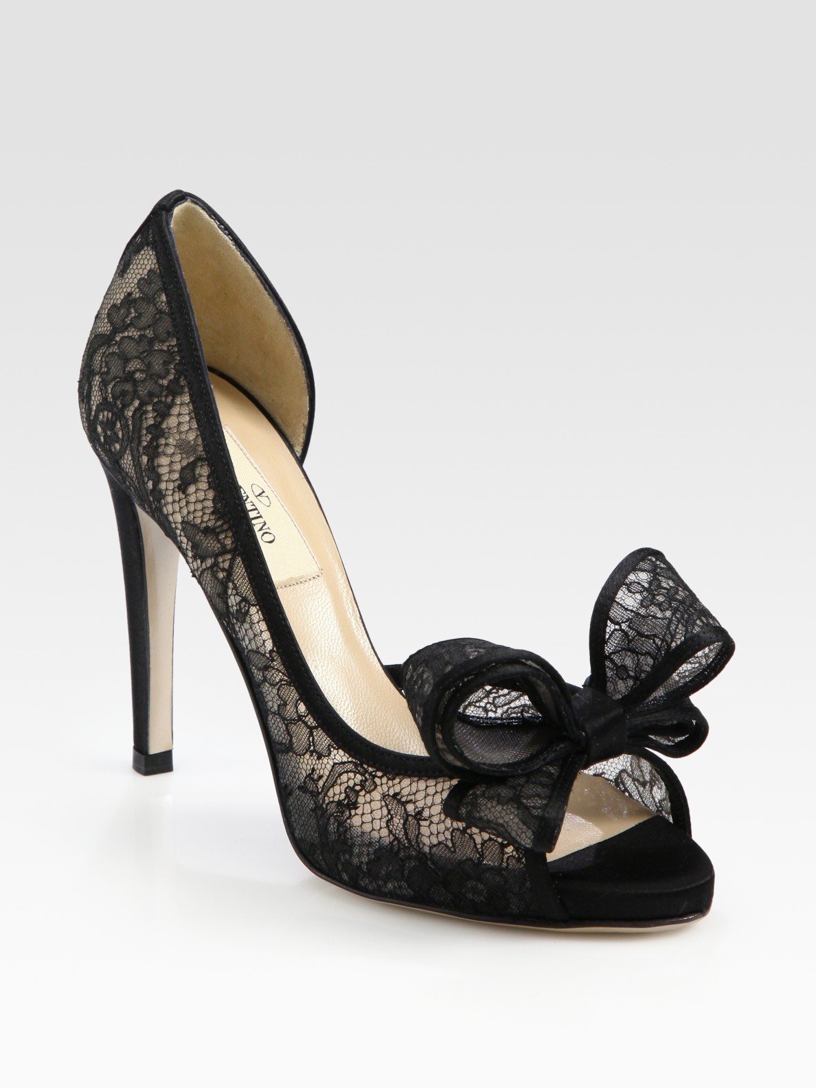 lace peep toe pumps