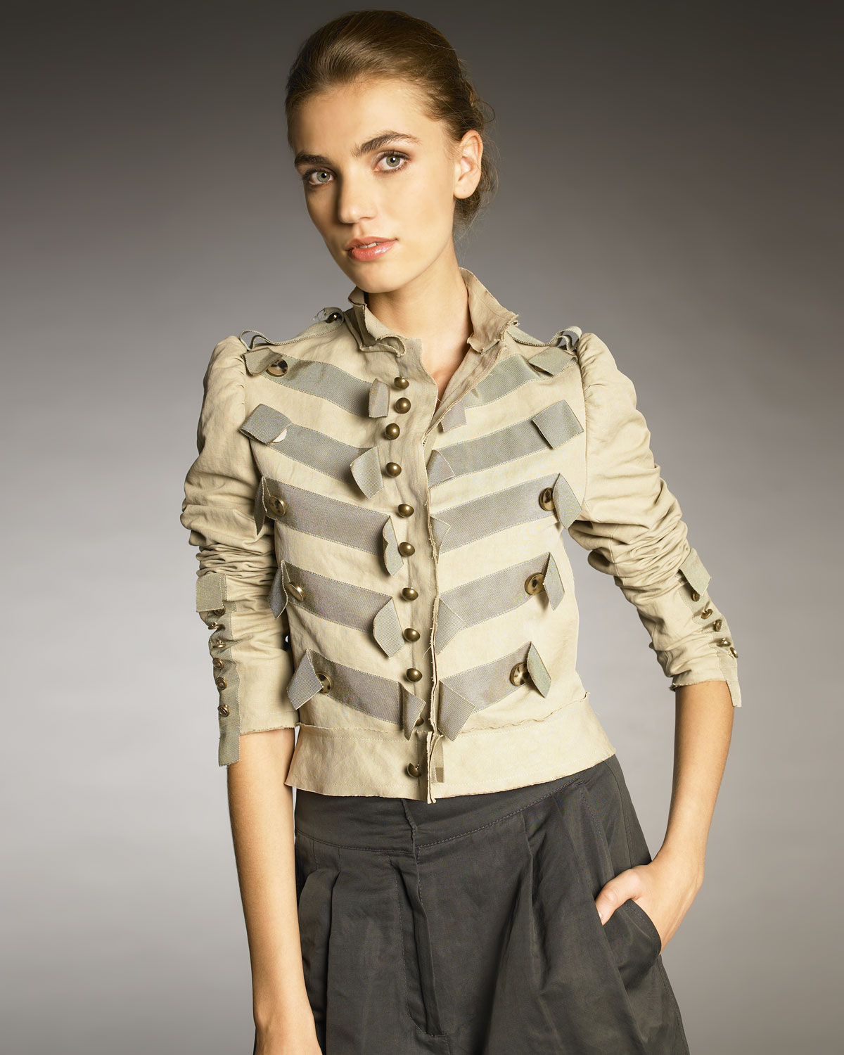 Lyst Lanvin Ribbondetail Military Jacket in Natural