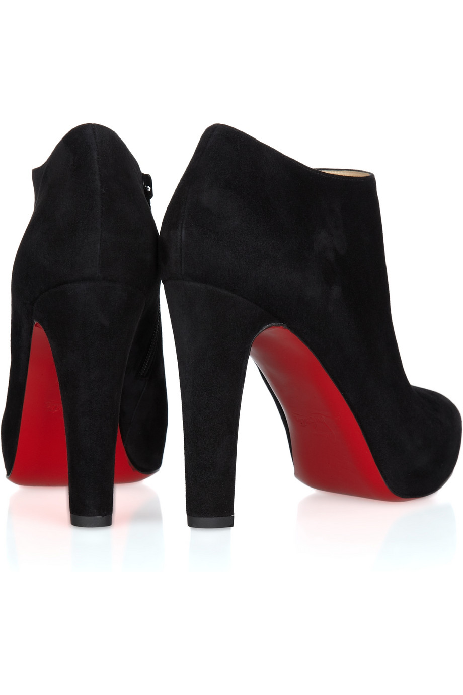 Christian Louboutin Bianca 120 Suede Platform Booties in Black - Lyst