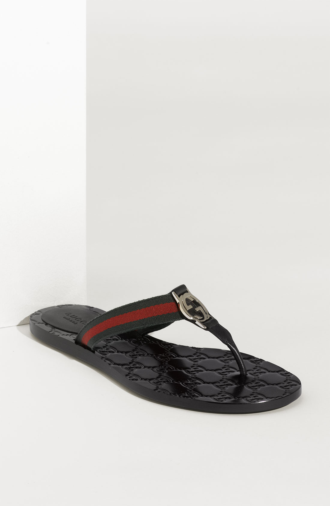  Gucci  gg Logo Sandal  in Black nero Lyst