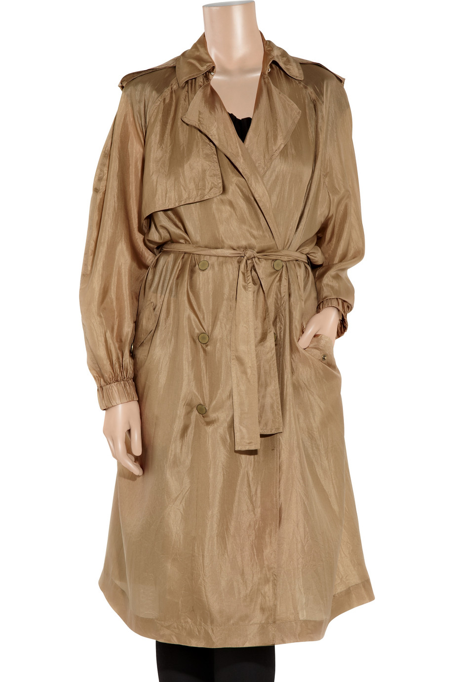 Lanvin Washed Silk-taffeta Trench Coat in Brown (Natural) - Lyst
