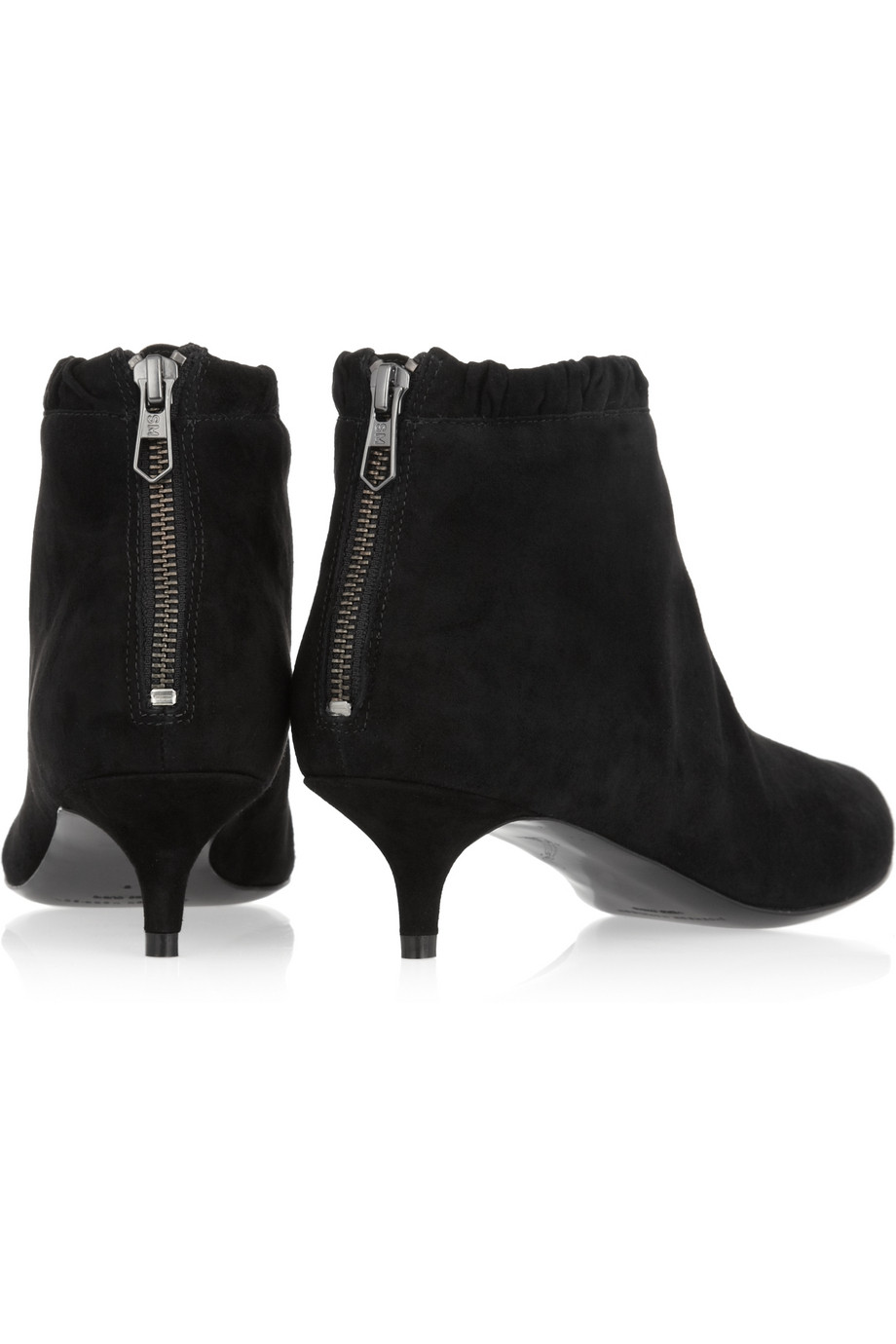 black suede kitten heel ankle boots