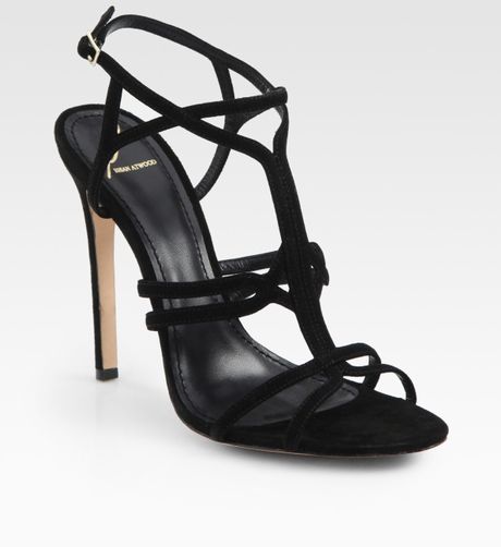B Brian Atwood Florrina Suede High-heel Sandals in Black | Lyst