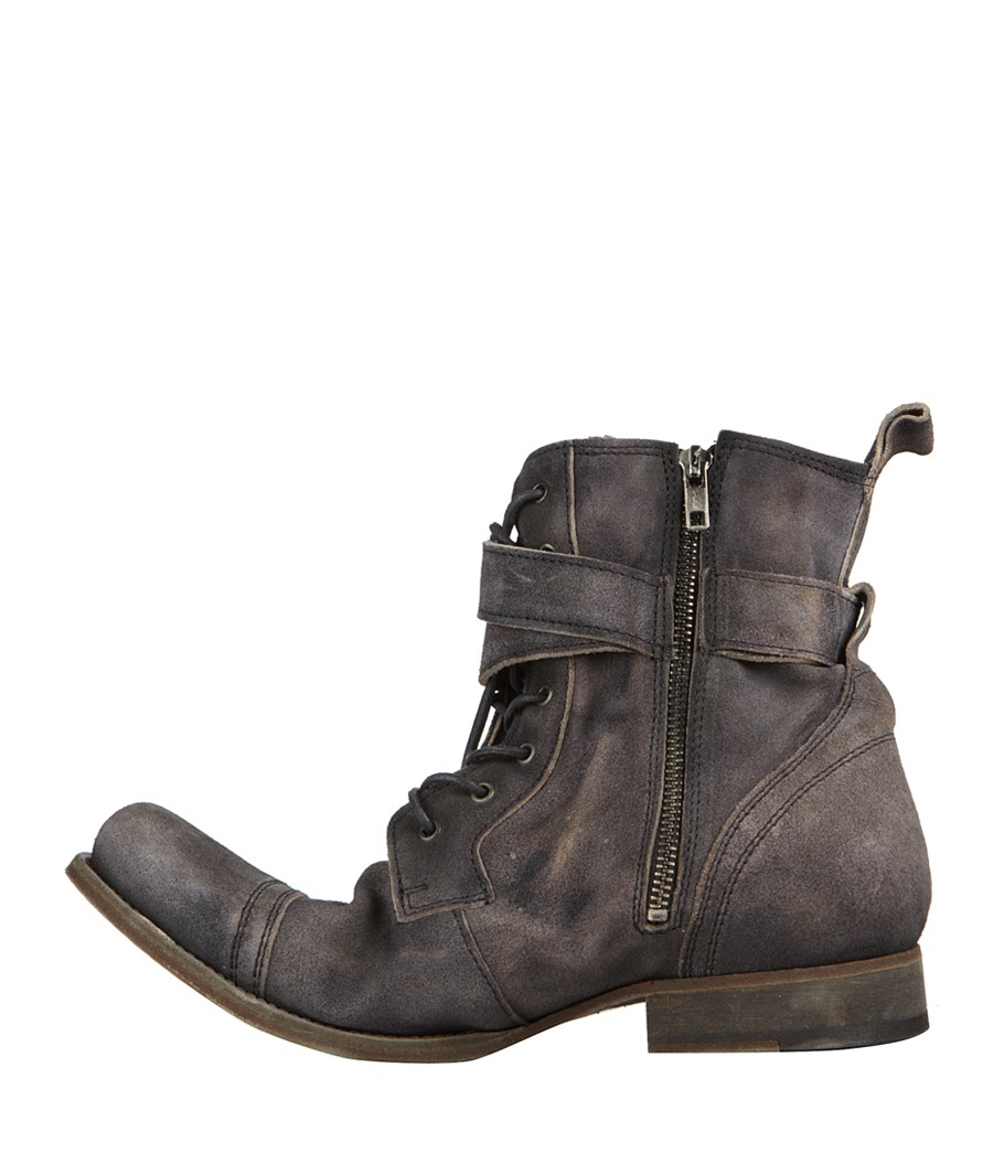 AllSaints Strap Military Boot in Black for Men Lyst