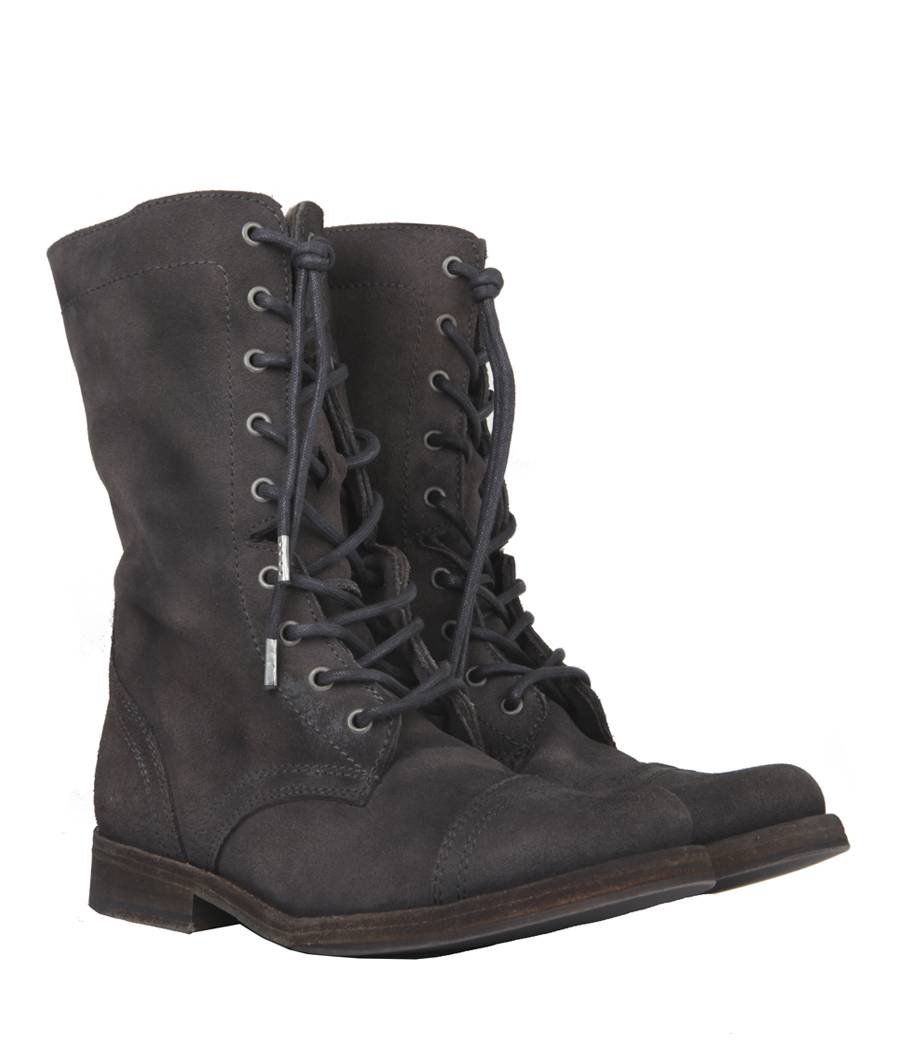 AllSaints Shearling Suede Military Boot in Washed Black (Black) - Lyst