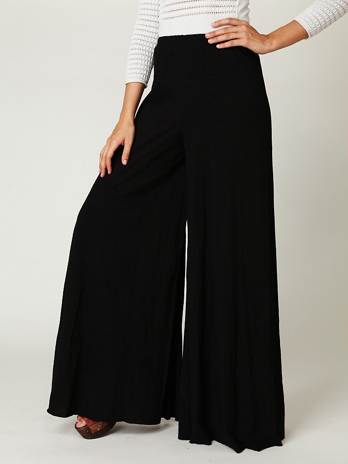 Free People Super Wide Leg Pants in Black | Lyst