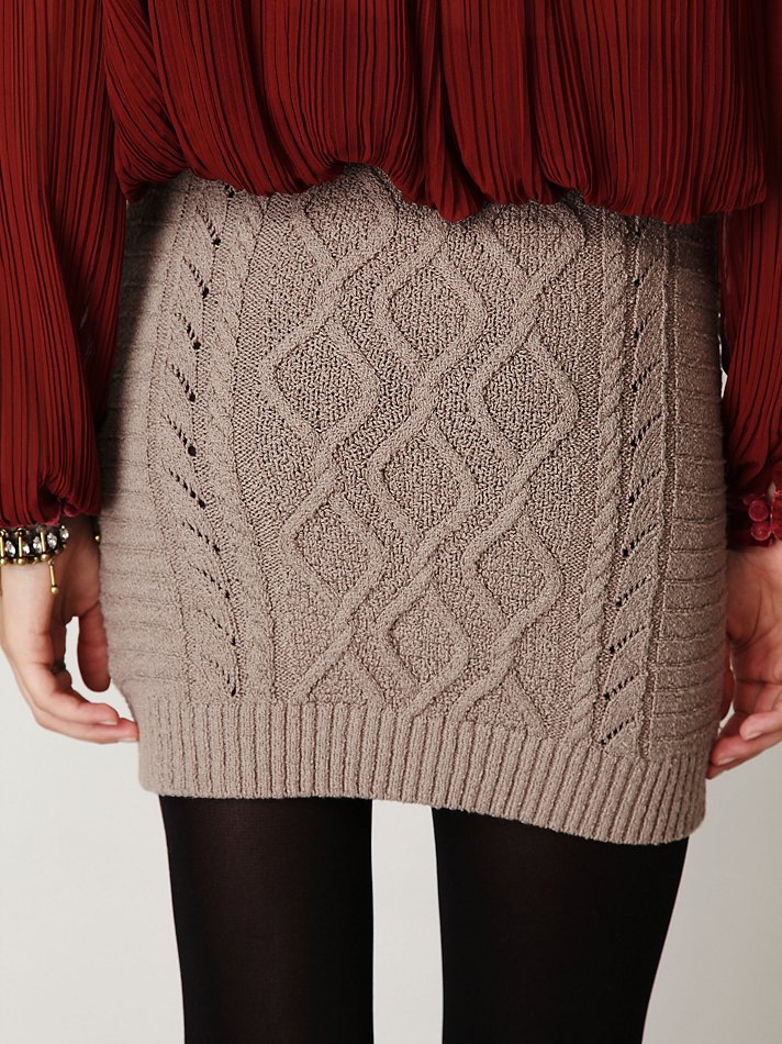Free people Cable Knit Bodycon Sweater Skirt in Gray Lyst