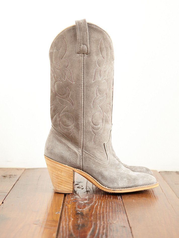 grey suede western boots