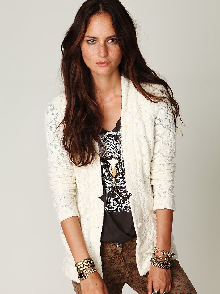 Free People Lace Blazer in Ivory (White) - Lyst