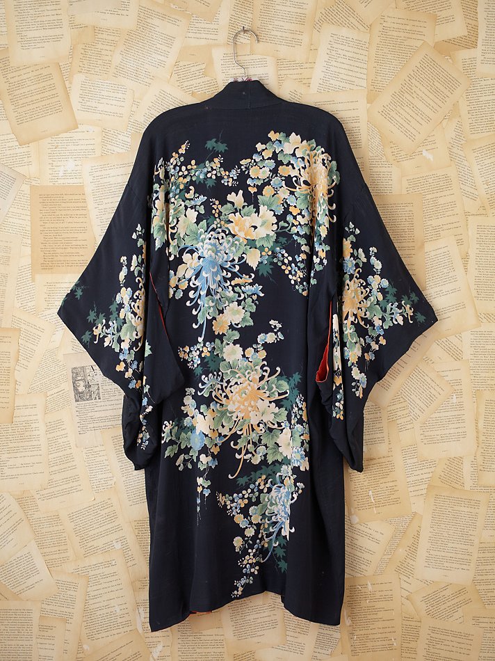 Free People Vintage Kimono in Black - Lyst