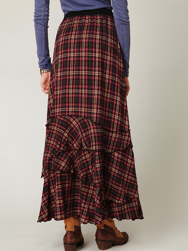 free people plaid maxi skirt