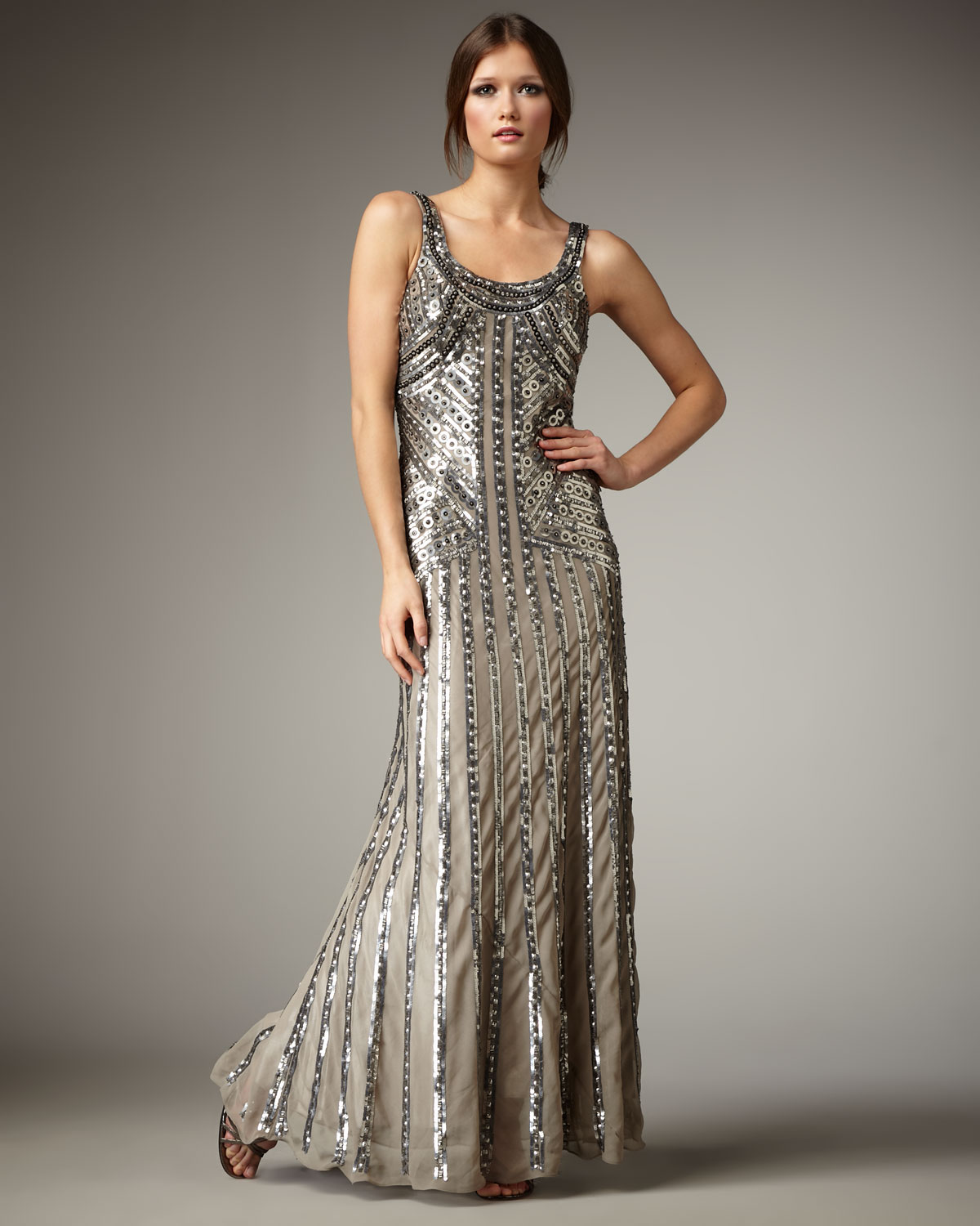 Aidan Mattox Beaded Deco Dress