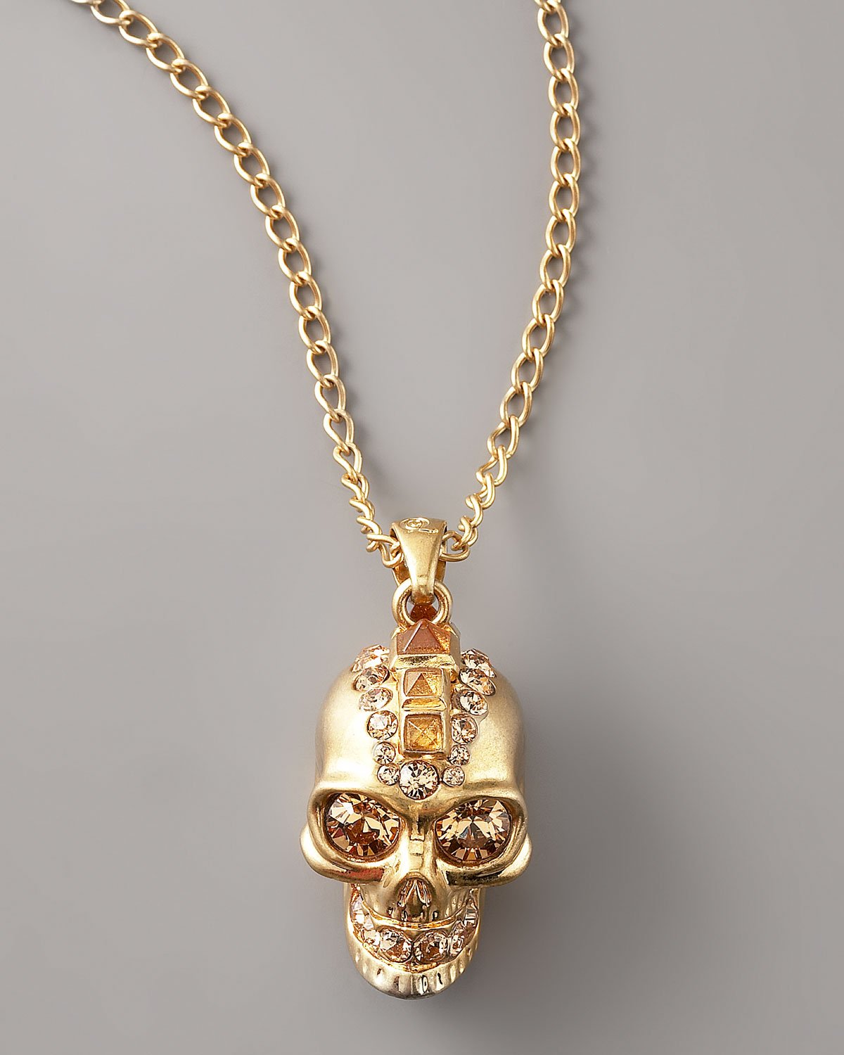 Lyst - Alexander Mcqueen Skull Pendant Necklace/old Gold in Metallic