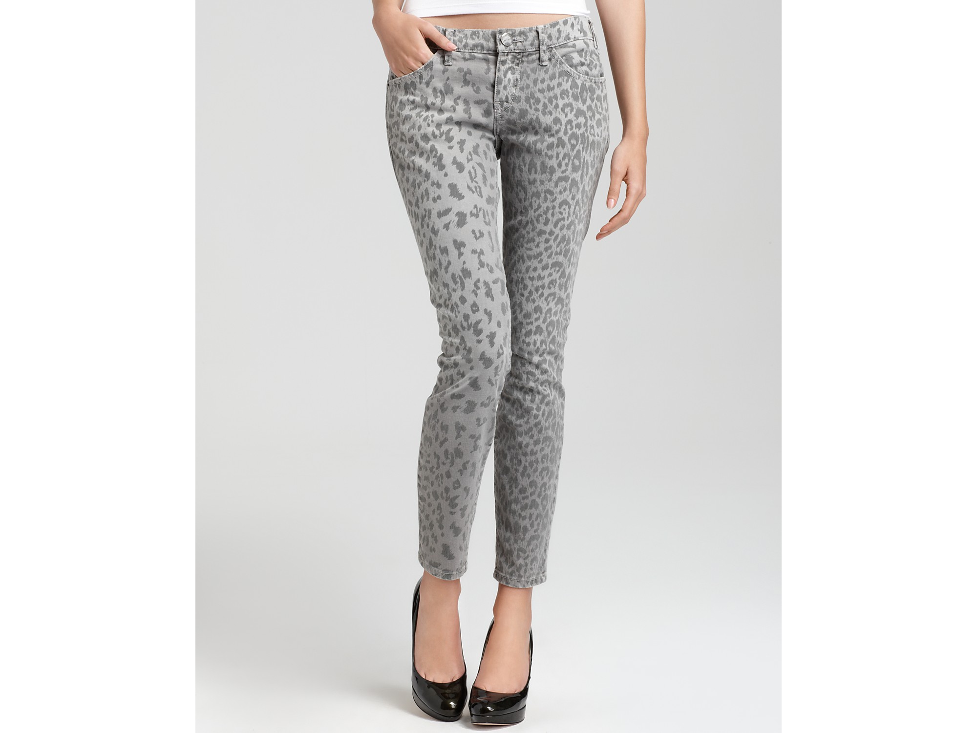 grey animal print jeans