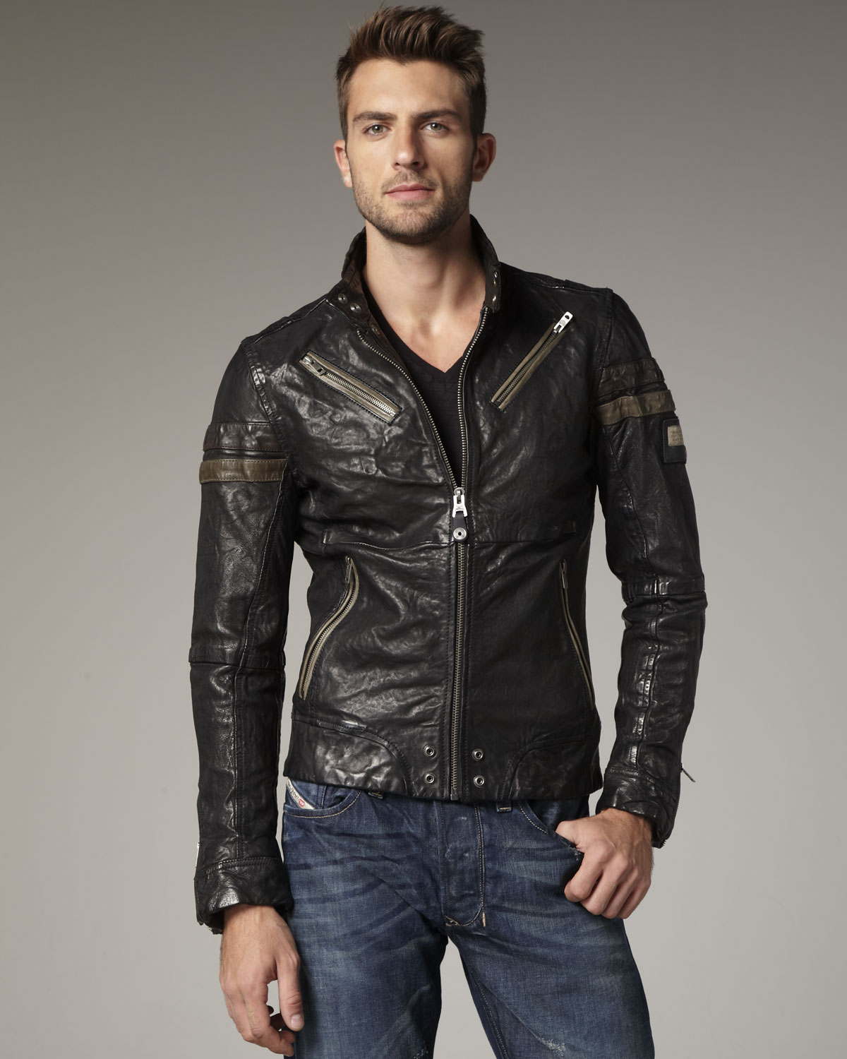 Lyst - Diesel Lujon Leather Jacket in Black for Men