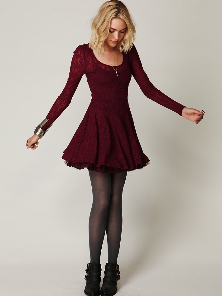 Free People Floral Lace Fit and Flare Dress | Lyst Free People Floral Lace Fit and Flare Dress | Lyst
