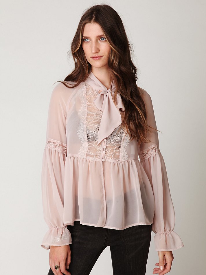 Free People Marquee Bow Tie Top in Pink (pink frost) | Lyst