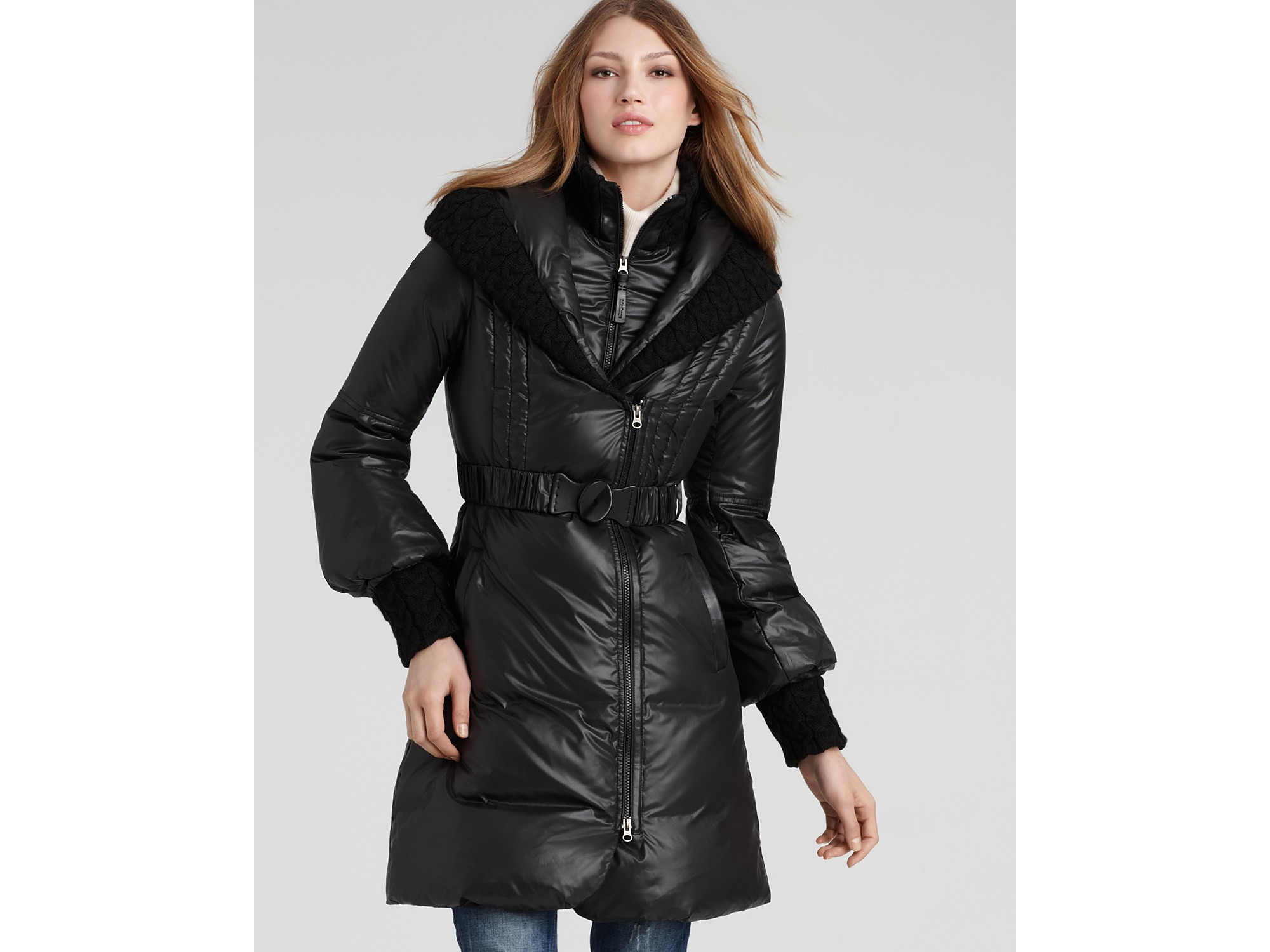 Lyst - Mackage Ace Long Down Coat with Knit Collar in Black