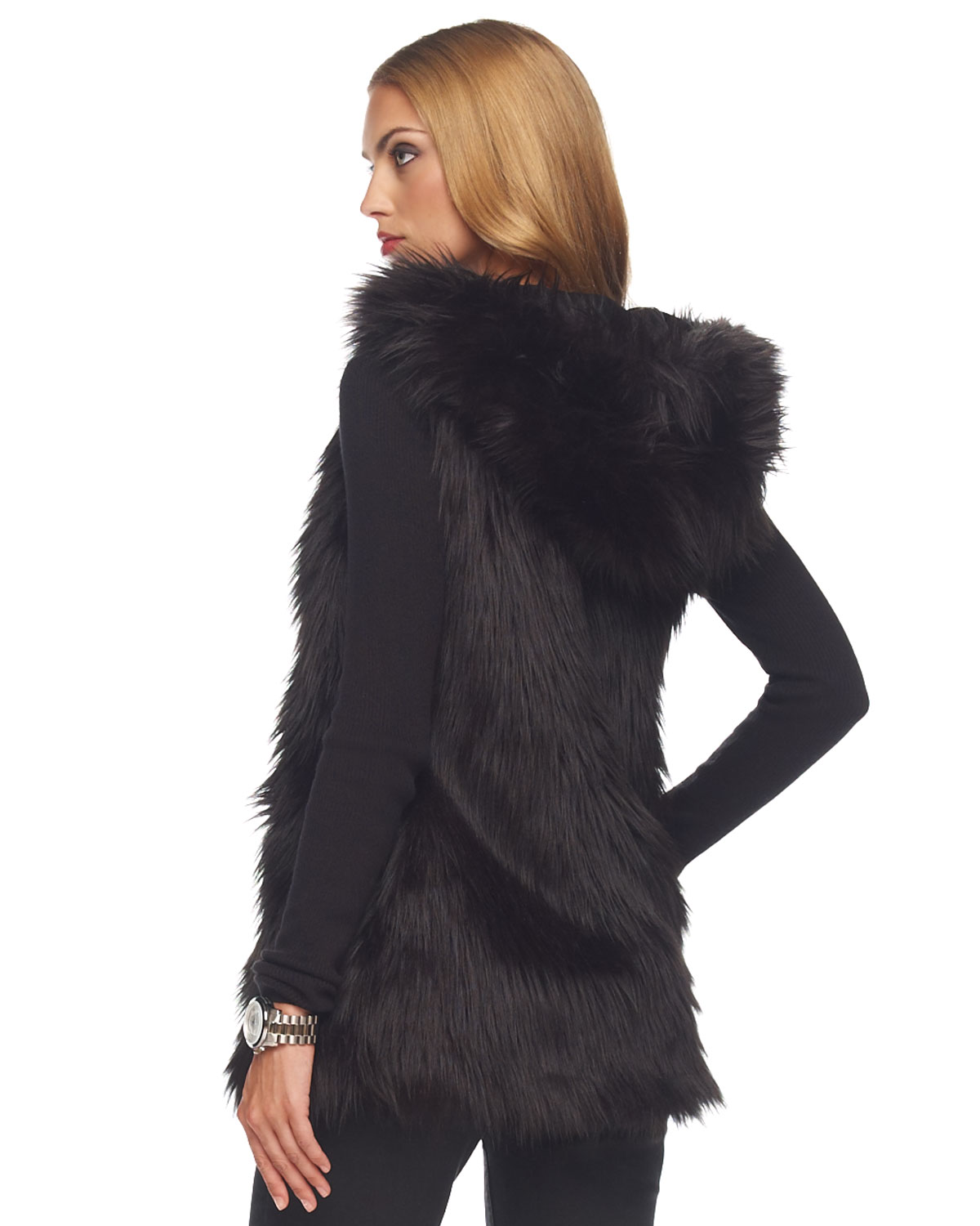 Lyst Michael kors Bucklefront Fauxfur Vest in Black