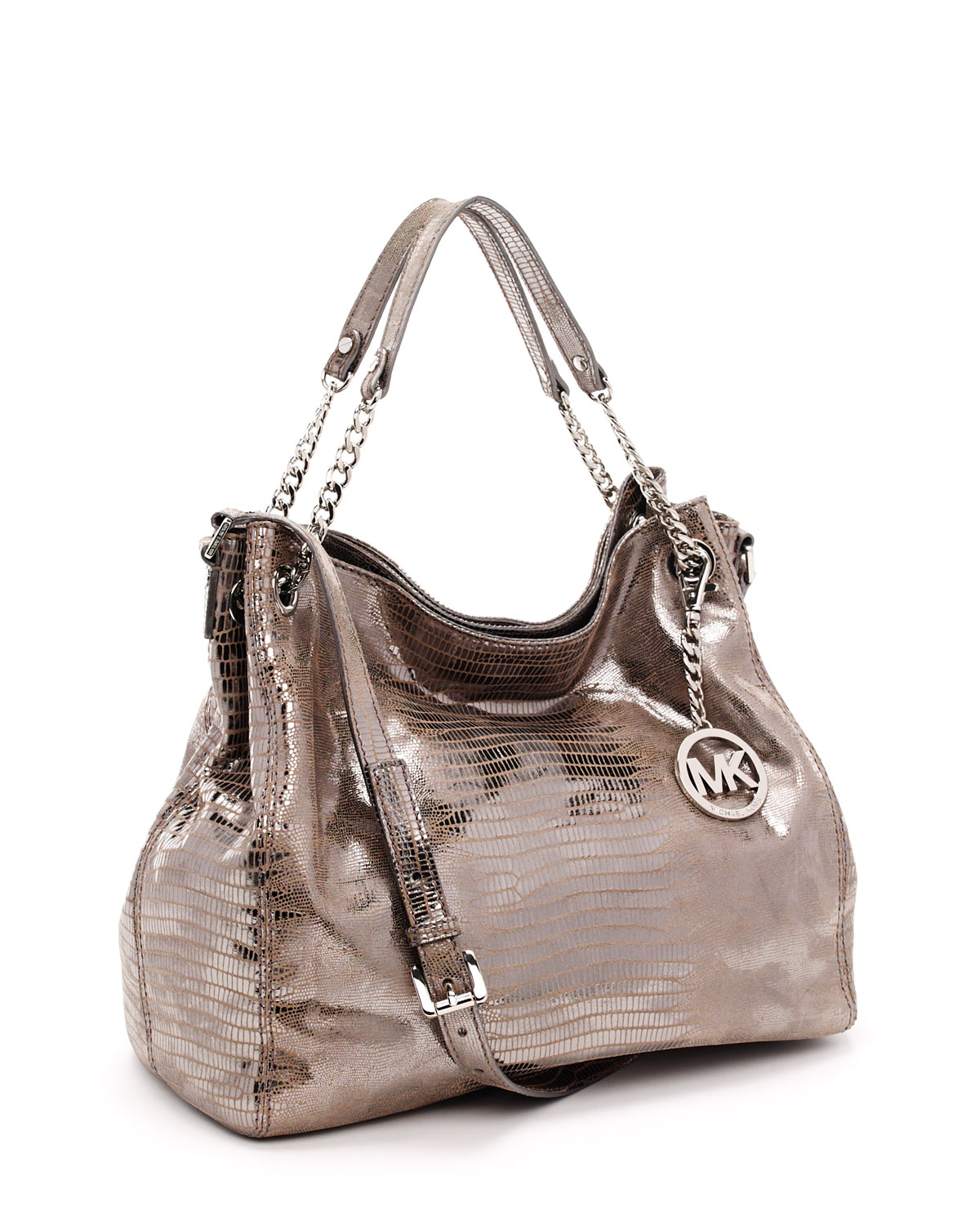 Lyst Michael Kors Large Jet Set Chain Metallic Gathered Shoulder Gallery