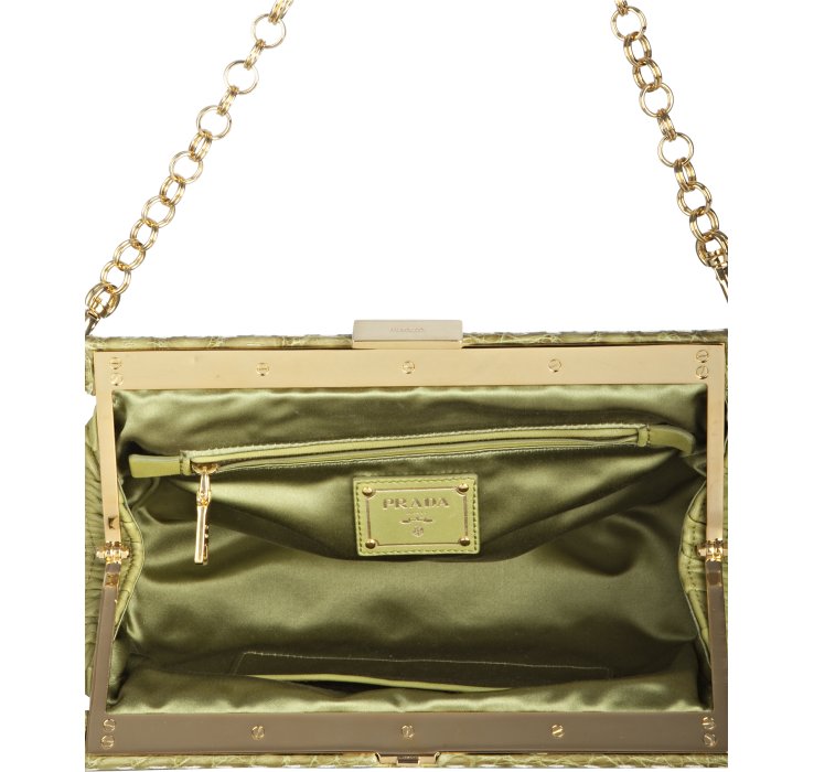 Prada Ivy Quilted Leather Croc Embossed Shoulder Bag in Green | Lyst  