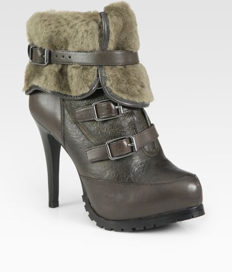 Ash Enigma Faux Rabbit Fur-lined Ankle Boots in Brown | Lyst