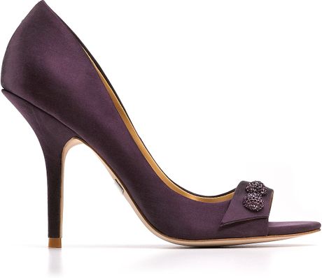 Badgley Mischka Banner Peeptoe Pumps in Purple (plum satin) | Lyst