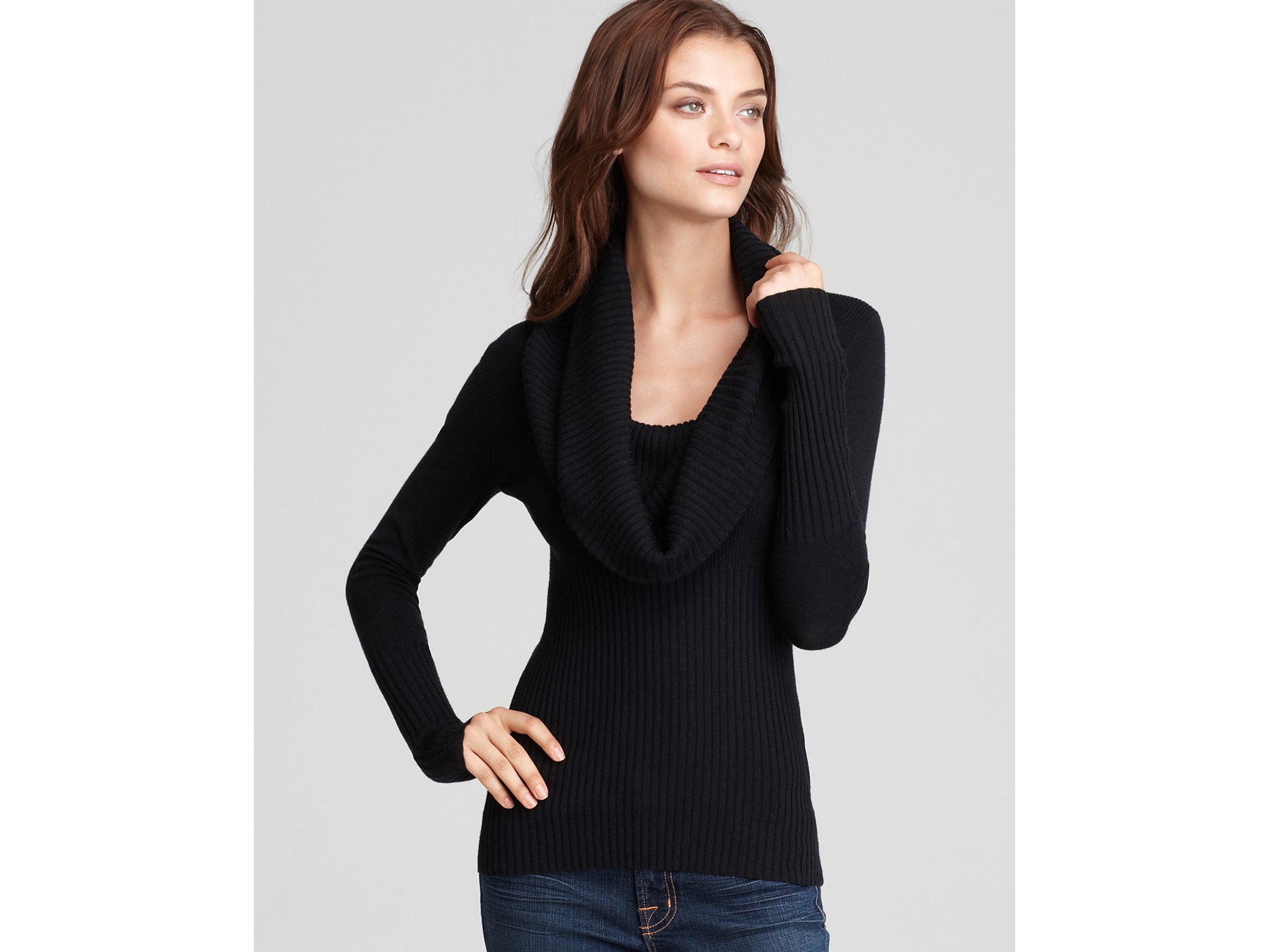 Bcbgmaxazria Perry Oversized Cowlneck Pullover Sweater in Black | Lyst