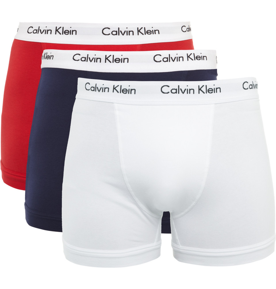 White Pack of three cotton-blend briefs, Calvin Klein Underwear