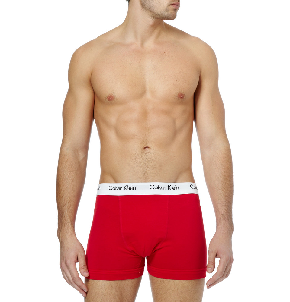 Calvin Klein Three-pack Cotton-blend Boxer Briefs in Red for Men