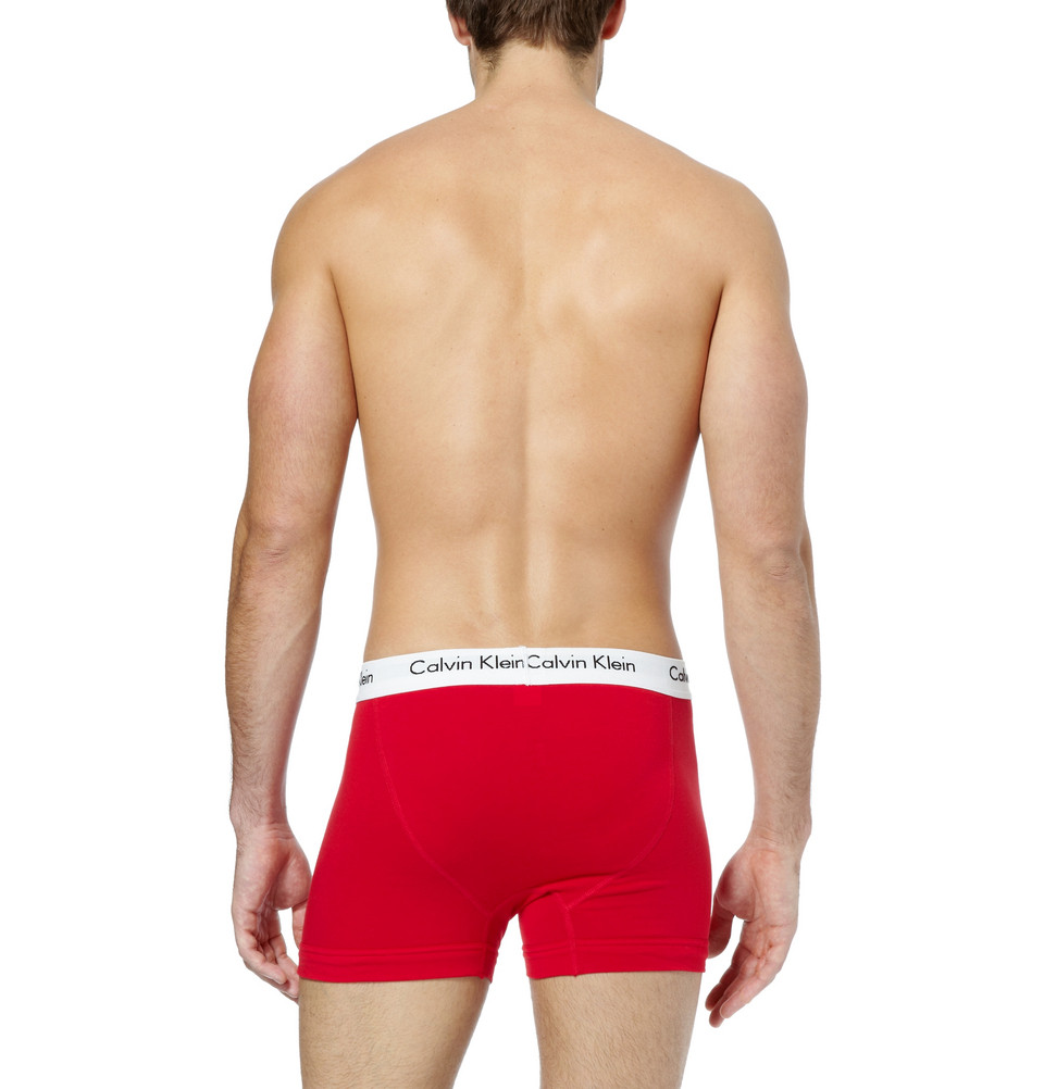 Calvin Klein Three-pack Cotton-blend Boxer Briefs in Red for Men | Lyst