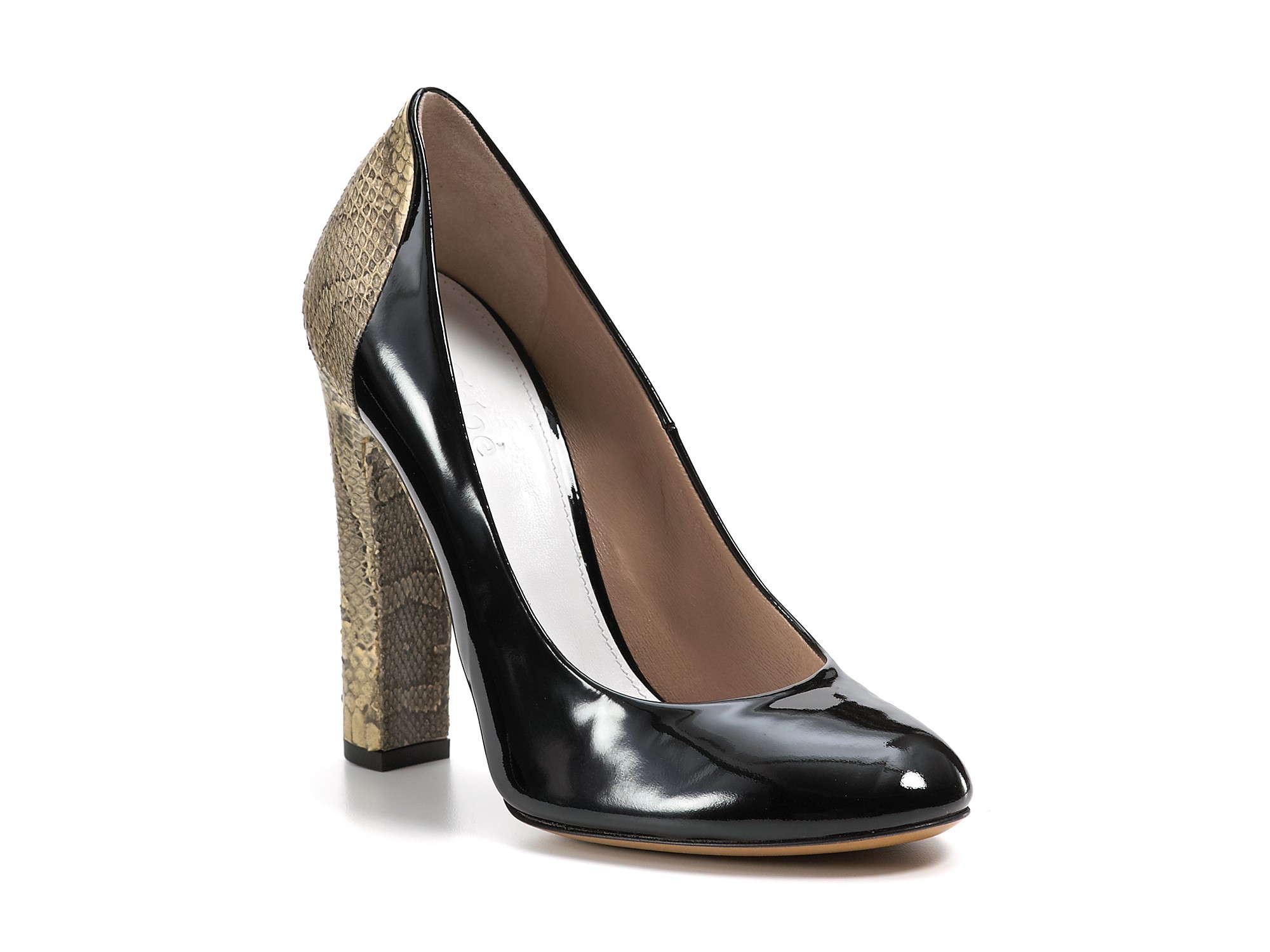 Chloé Snake Pumps in Black (black patent python) Lyst