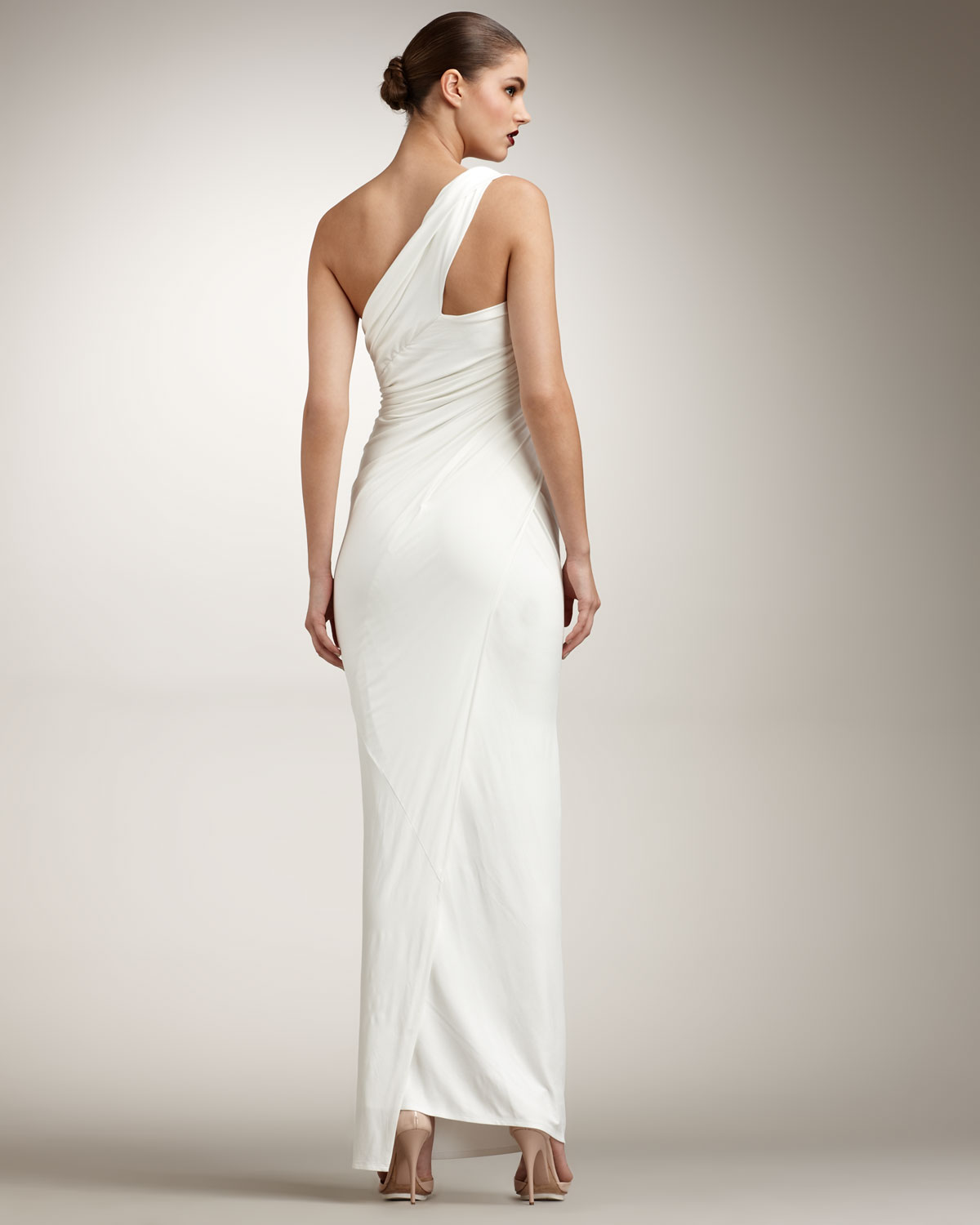 Donna Karan Twist One Shoulder Gown In Ivory White Lyst