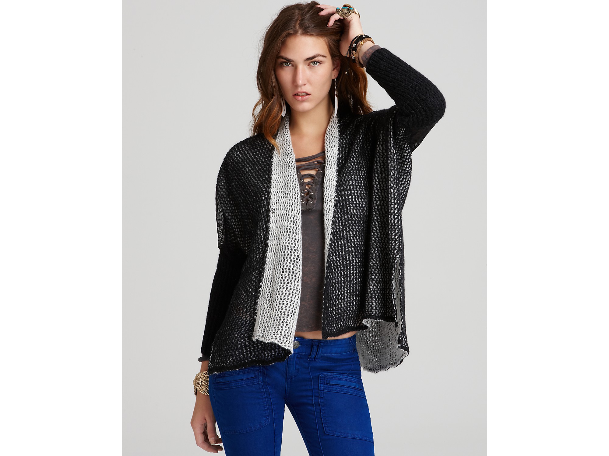 free people black cardigan