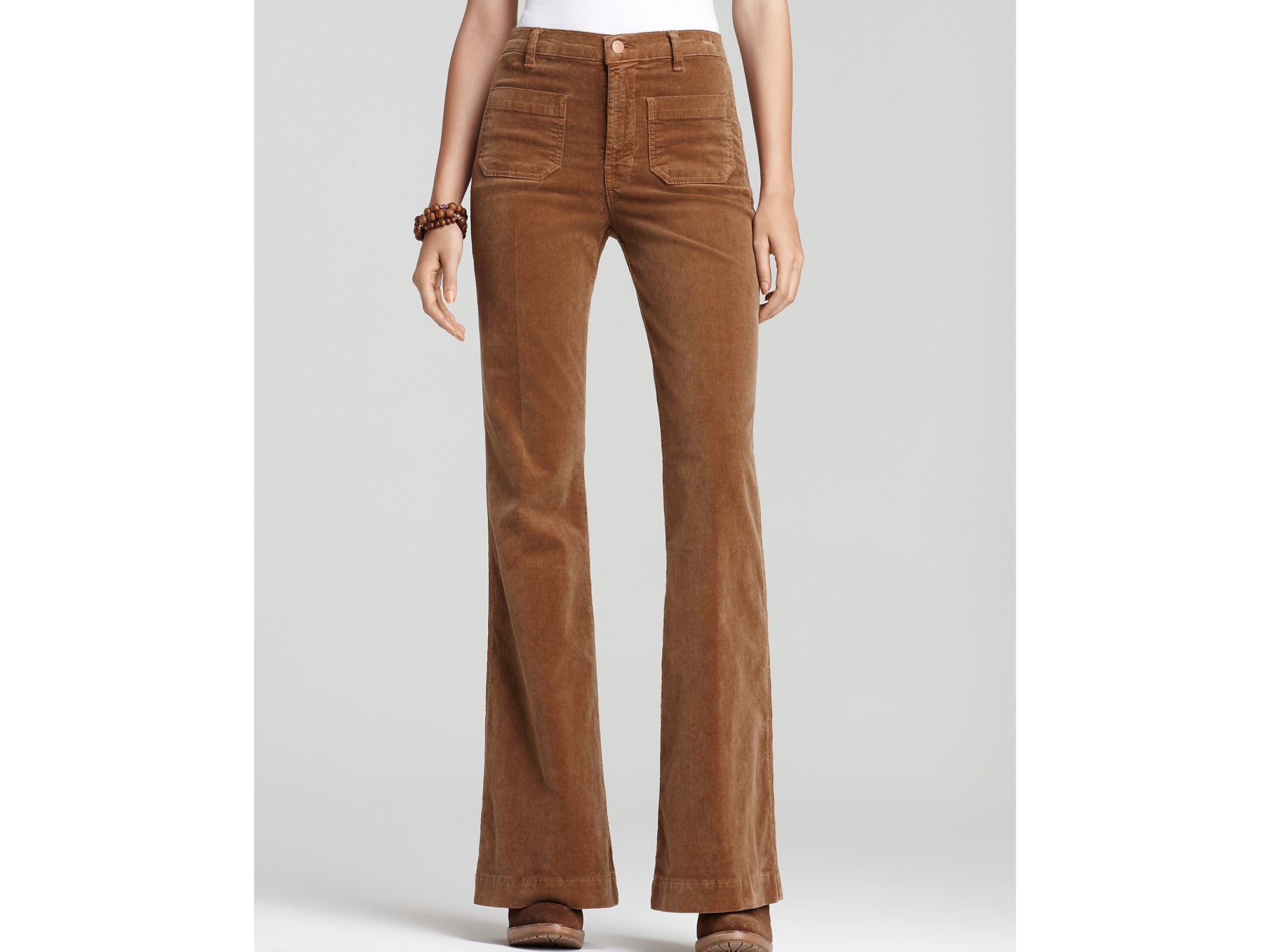 J Brand Ali High Rise Wide Leg Corduroy Pants in Natural | Lyst