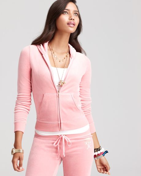 Juicy Couture Original Zip Velour Hoodie with Rhinestone Logo in Pink ...