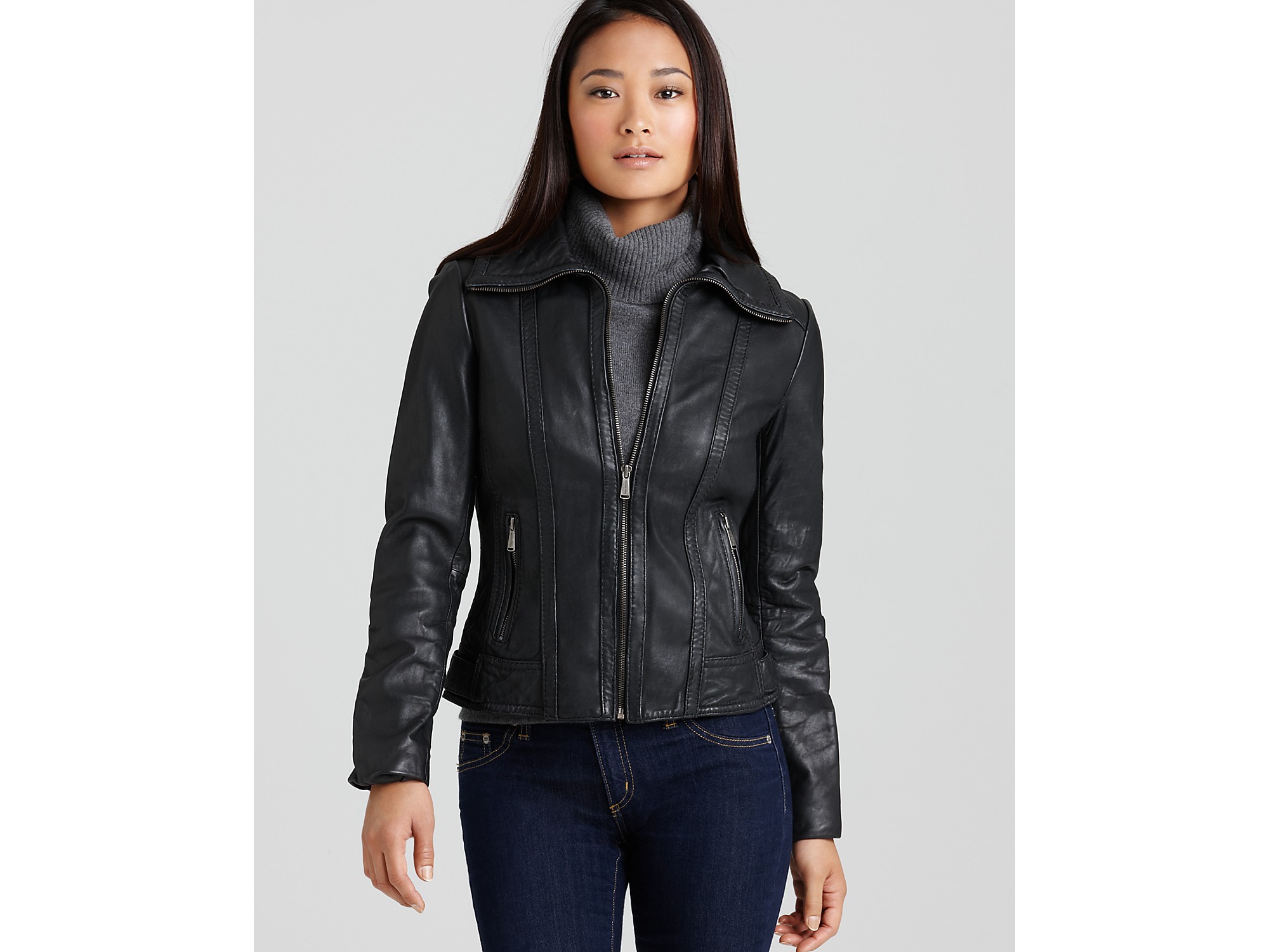 Michael kors best sale leather scuba jacket